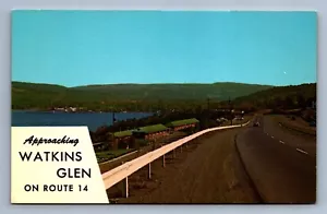 Postcard Vtg New York Approaching Watkins Glen On Route 14 Roadway - Picture 1 of 2