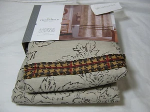 Neu Schwelle Duschvorhang Hellbraun Rüschen 72x72 Blumen/Blatt Neu in Verpackung - Bild 1 von 6