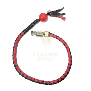 42 Inches Red Black Leather Motorcycle Get Back Whip with Ball for Handlebar - Bild 1 von 3