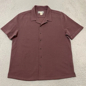 Carbon 2 Cobalt Shirt Mens L Mauve Purple Striped Textured Loop Collar Button Up - Picture 1 of 10