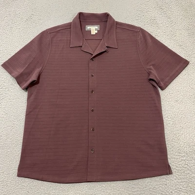 Camisa Carbono 2 Cobalto Para Hombres L Malva Púrpura Rayas Texturizada Cuello Lazo Abotonada Foto 1 de 4