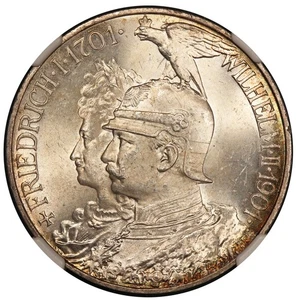 1901-A Germany Prussia Bicentennial 5 Mark Silver Coin - NGC MS 64 - KM #526 - Picture 1 of 4