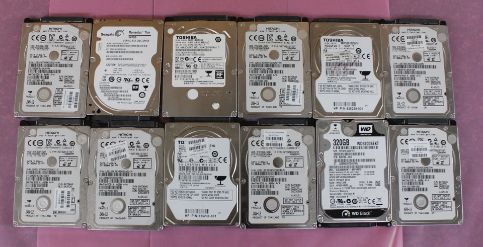 Lote de 12: 320GB 2.5" SATA Laptop Disco Duro Mixto Grandes Marcas HDD GARANTIZADO Foto 1 de 1