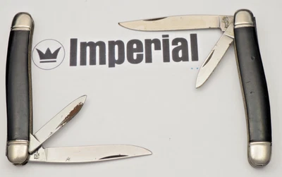 Cuchillos de bolsillo IMPERIAL EE. UU. de colección con asas negras lisas - Lote de dos cuchillos Foto 1 de 4