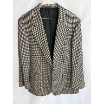 Brandini Le Collezioni Houndstooth Brown Pure Virgin Wool Blazer Sport Coat 44R - Image 1 of 4