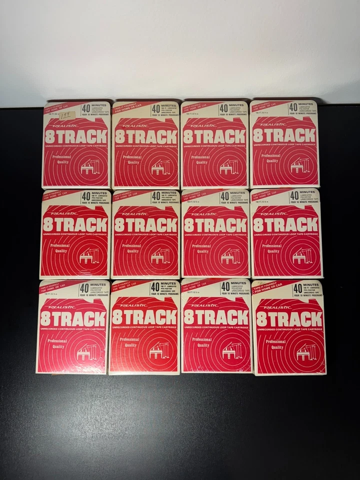 Realistic 40 Minute Blank 8-Track Recording Tapes Sealed Radio Shack - Lot of 12 - Image 1 of 4