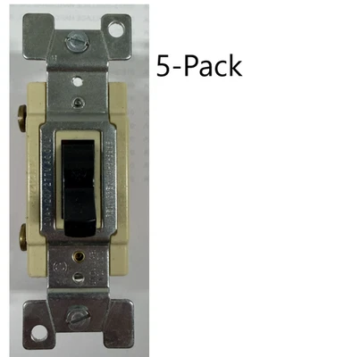 Interruptor silencioso negro de un solo polo (paquete de 5) 20 AMP grado de especificación Foto 1 de 4