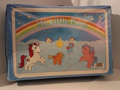 Vtg 1983 Hasbro MY LITTLE PONY VINYL BLUE CARRY CASE 17.5"X12"X3.5" US. №.90650  - Image 1 of 4