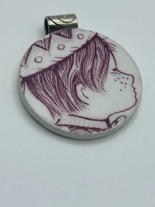 bjorn wiinblad? Signierter Rou Anhänger Dänemark Danish Keramik Gesichtsschmuck  - Bild 1 von 5