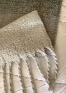 MER SEA klassischer Oversize grau gestreifter Fransen Schal Halstuch Schal weich Strick 76x20 - Bild 1 von 7