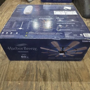 New Harbor Breeze Henderson EUK60MBK10LR 60" Ceiling Fan with Light and Remote - Picture 1 of 5