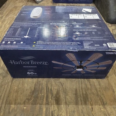 Nuevo ventilador de techo Harbor Breeze Henderson EUK60MBK10LR 60" con luz y control remoto Foto 1 de 4