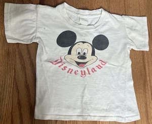 Vintage 50er 60er Disneyland T-Shirt Mickey Mouse großer Kopf Grafik weiß Jugend S - Bild 1 von 10