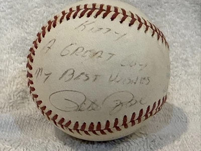 1 of 1 Pete Rose AUTOGRAPHED ONL Ball, Cincinnati Reds, Jim Kaat, COOL-LOOK!! - Image 1 of 4