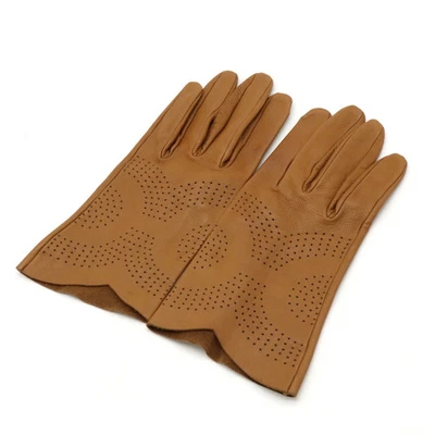 HERMES Pching gloves leather gloves leather brown tea #7 1/2 s - Image 1 of 4