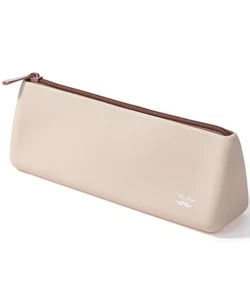 Mr. Pen- Silicone Pencil Case Pouch, Warm Beige, Aesthetic Triangular Design, - Picture 1 of 8