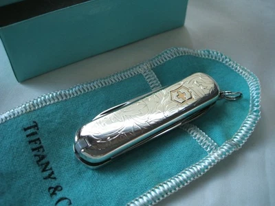 RARE Vintage Tiffany & Co. Sterling Silver   Engraved grip  Victorinox Knife.  . - Image 1 of 4