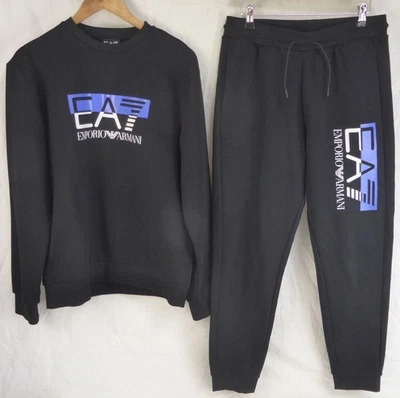 Mens Black EA7 Emporio Armani Crew Sweat Top Jogger Tracksuit (EU M)6RPP51 PJ07Z - image 1 of 4
