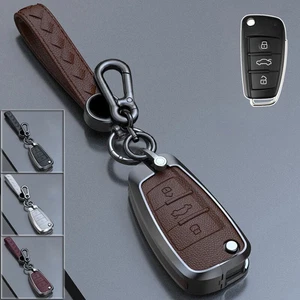 Zinc Alloy Leather Car Key Fob Case Cover For Audi A6 S3 S4 S6 RS6 A3 A4 Q5 Q7 - Picture 1 of 9