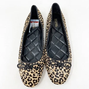 Michael Kors Damenschuhe Größe 7,5 flache Ballerinas Leder Fell schwarz beige NEU - Bild 1 von 10