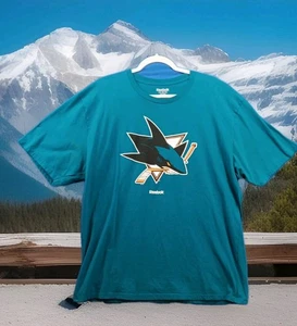 Reebok NHL San Jose Sharks Herren XL Blau T-Shirt Langarm Baumwolle - Bild 1 von 5