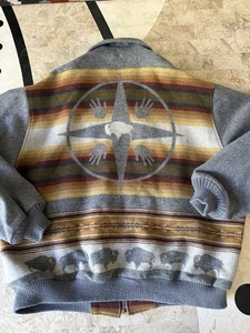 EU Pendleton Buffalo Print 100% Wool Big Medicine Bomber Style Jacket Men's  XXL - Picture 1 of 11