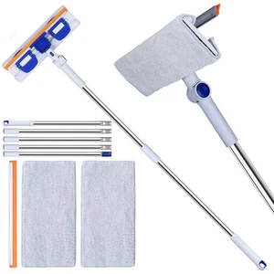 3-in-1 Teleskop Fensterwischer Abzieher Set 31cm mit 180° drehbaren Wischgele... - Bild 1 von 7