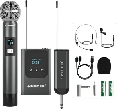 Phenyx Pro Dual Digital Wireless Microphone System, w/Handheld Dynamic Black  - Image 1 of 4
