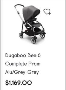 Bugaboo Bee 6 + Bassinet - Grey (As New)