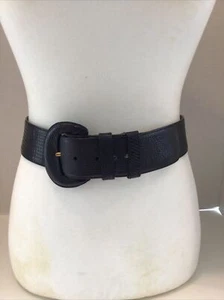 Donna Karan Made In Italy Black Genuine Lizard Wide Belt S - Picture 1 of 6