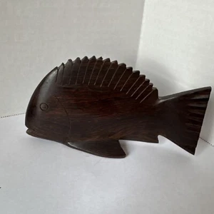 Mid Century Eisenholz handgeschnitzt Engel Fisch 7 "lang 3 3/4" hoch - Bild 1 von 10