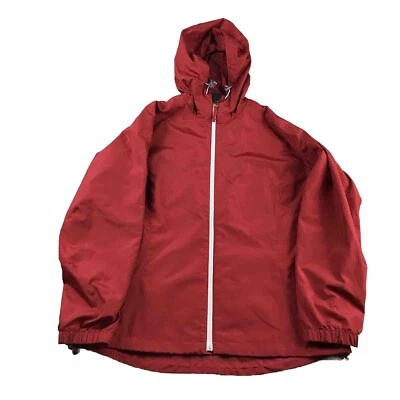 Duluth Trading Jacket Womens Large Red Nylon Hooded Full Zip Mesh Lined Raincoat - Image 1 of 4