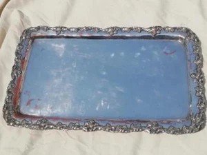 FINE OLD SHEFFIELD PLATE WINE TRAY / SALVER WITH CAST VINE LEAF & GRAPE BORDER - Picture 1 of 12