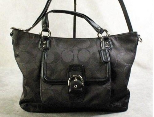 Coach F26241 Campbell Nero Firmato Lurex Raso Pelle Bordo Cabrio...