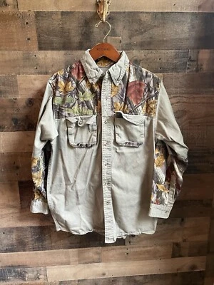 Men’s Hunting Camouflage Shirt Medium Master Sportsman Button Brown Rugged - Image 1 of 4