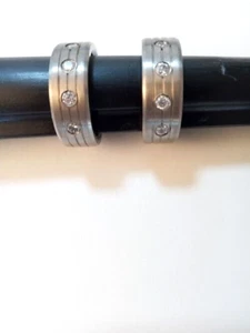 Titan Ring Damen Gr. 54 silberfarben 4 Zirkonia  6 mm breit - Bild 1 von 2