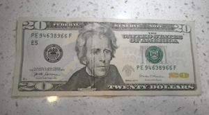 2017-A Series $20 Dollar Bill Note with Rare Double Line Ink Errors- Unique! - Picture 1 of 6