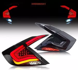 SMOKED LED Rear Tail Lights For Honda Civic Sedan 2016-2021 w/Startup Animation - Picture 1 of 9