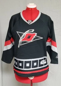 Raleigh Hurricanes Hockey Jersey Reebok Youth L XL Large Black Red Grey NHL - Picture 1 of 12