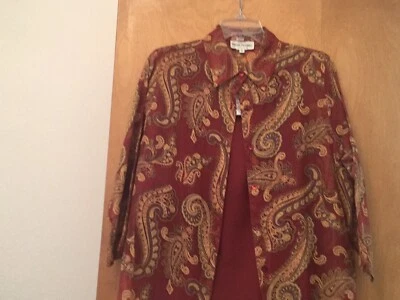 Blusa y camiseta sin mangas Rena Rowan Paisley roja y dorada talla 10 Foto 1 de 4