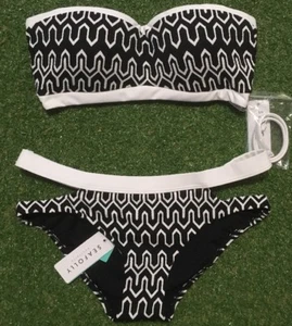 New Seafolly Optic Wave Bandeau Top and Split Band Pant - Size AU14 / US10 - Bild 1 von 5