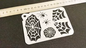Stencil vernice aerografo COBWEB SPIDERS Halloween viso corpo torta da parete rete - Foto 1 di 3