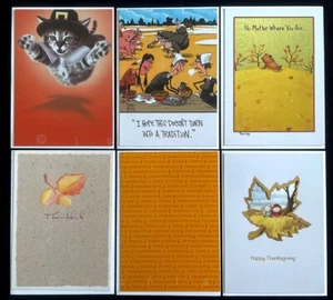Lot of 6 Thanksgiving Day Cards -Recycled Paper Greetings - Sweet & Silly - Picture 1 of 1