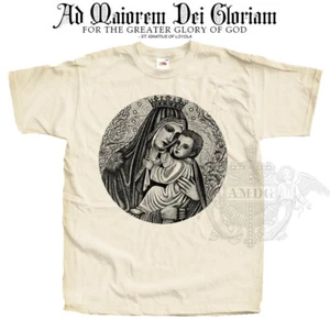 Catholic T-shirt Our Lady of Mount Carmel Ver.4 Natural Vintage Sizes S - 5XL - Foto 1 di 3