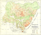 NIGERIA. Orographical Map of Nigeria 1936 old vintage plan chart