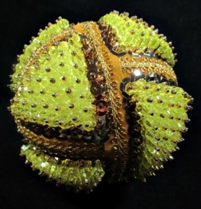 Vintage Victorian Large (5") Push Pin Fully Beaded Sequin Decorator Ball - Picture 1 of 7