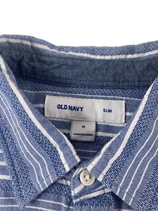Camisa Old Navy Para Hombre XL Azul Blanco Rayas Manga Corta Abotonada - Imagen 1 de 11