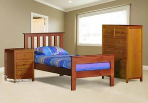 KING FEDERATION (AUSSIE MADE) WITH RAILED FOOT END 3 PIECE (BEDSIDE) BEDROOM SUI - Picture 1 of 2