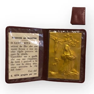 Targhetta Santa Rita con Preghiera Del Guidatore Pieghevole Vintage x Auto - Imagen 1 de 13