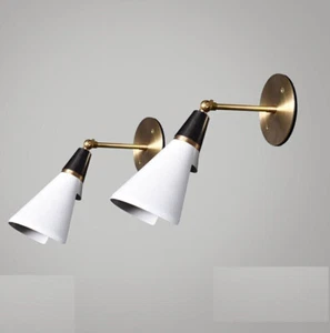 1950' PAR DE BOLLOS DE PARED LATÓN SPUTNIK VINTAGE STILNOVO LUZ ITALIANA DIABOLO INDUS - Imagen 1 de 5